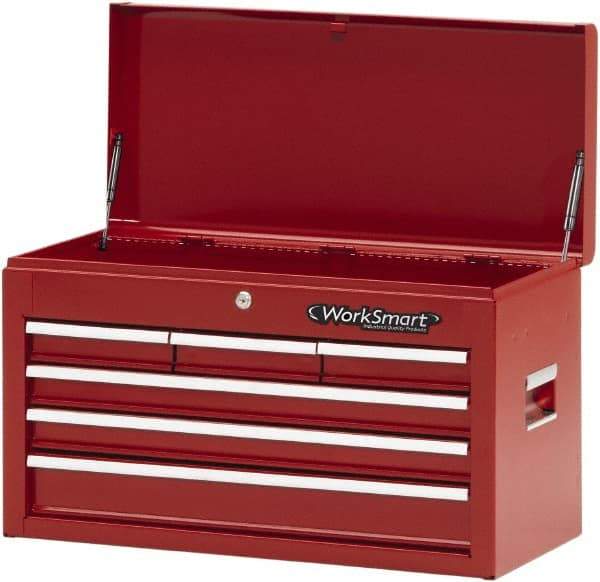 Value Collection - 6 Drawer Intermediate Tool Chest - 26" Wide x 12" Deep x 15-1/4" High, Steel, Red - Americas Industrial Supply