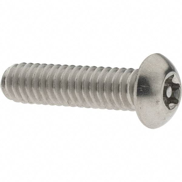 Value Collection - 1/4-20 UNC Pin In Torx Drive, Button Screw - Grade 18-8 Stainless Steel, Uncoated, 1" Length Under Head - Americas Industrial Supply