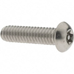 Value Collection - 1/4-20 UNC Pin In Torx Drive, Button Screw - Grade 18-8 Stainless Steel, Uncoated, 1" Length Under Head - Americas Industrial Supply