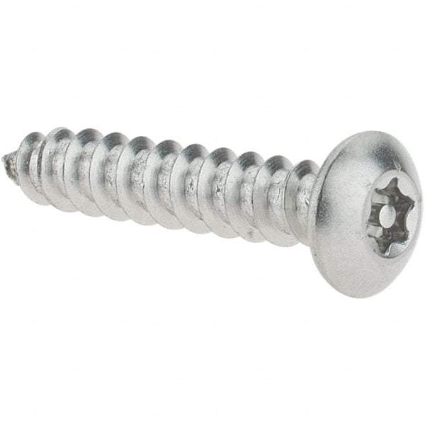Value Collection - #6 Button Head Pin In Torx Sheet Metal Screw - Stainless Steel, 3/4" Length Under Head, Grade 18-8, T10 Drive - Americas Industrial Supply
