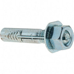 Value Collection - 3/8" Diam, 3/8" Drill, 2" OAL, Wedge Expansion Concrete Anchor - Steel, Zinc-Plated Finish, Hex Nut Head, Hex Drive, 3/4" Thread Length - Americas Industrial Supply