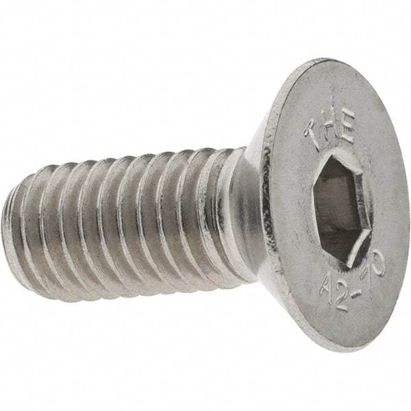Value Collection - M8x1.25 Metric Coarse Hex Socket Drive, 90° Flat Screw - Grade 18-8 Stainless Steel, Fully Threaded, 20mm OAL - Americas Industrial Supply