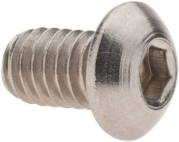 Made in USA - 5/16-18 UNC Hex Socket Drive, Button Screw - Grade 18-8 Stainless Steel, 1/2" Length Under Head - Americas Industrial Supply