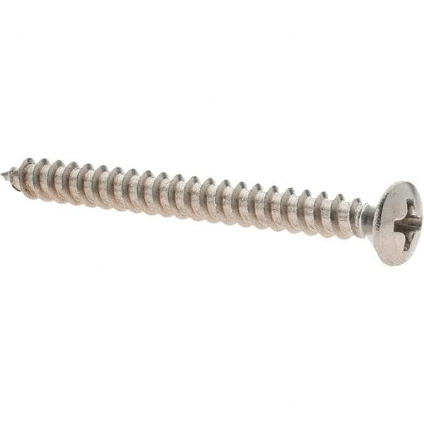 Value Collection - #8 Oval Head Phillips Sheet Metal Screw - Stainless Steel, 1-3/4" Length Under Head, Grade 18-8 - Americas Industrial Supply