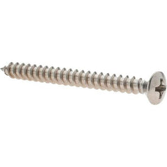 Value Collection - #8 Oval Head Phillips Sheet Metal Screw - Stainless Steel, 1-3/4" Length Under Head, Grade 18-8 - Americas Industrial Supply