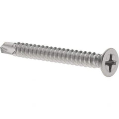Value Collection - #8, Flat Head, Phillips Drive, 1-1/2" OAL, #2 Point, Self Drilling Screw - Grade 410 Stainless Steel - Americas Industrial Supply