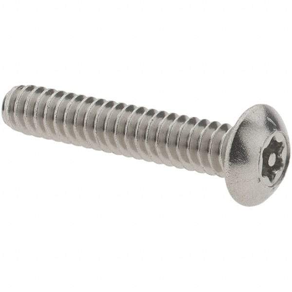 Value Collection - #6-32 UNC Pin In Torx Drive, Button Screw - Grade 18-8 Stainless Steel, Uncoated, 3/4" Length Under Head - Americas Industrial Supply
