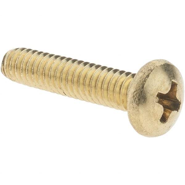 Value Collection - #8-32 UNC, 3/4" Length Under Head Phillips Drive Machine Screw - Pan Head, Brass, Without Washer - Americas Industrial Supply