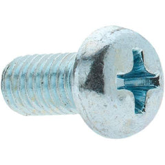 Value Collection - M5x0.80, 10mm Length Under Head Phillips Drive Machine Screw - Pan Head, Grade 4.8 Steel, Zinc-Plated Finish, Without Washer - Americas Industrial Supply