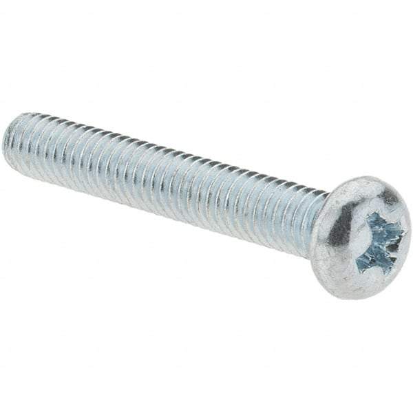 Value Collection - M4x0.70, 25mm Length Under Head Phillips Drive Machine Screw - Pan Head, Grade 4.8 Steel, Zinc-Plated Finish, Without Washer - Americas Industrial Supply