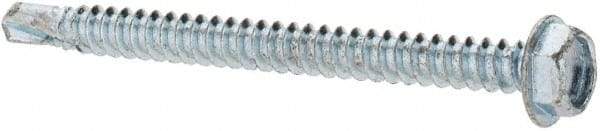 Value Collection - #8, Hex Washer Head, Hex Drive, 2" Length Under Head, #3 Point, Self Drilling Screw - Steel, Zinc-Plated Finish - Americas Industrial Supply