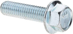 Value Collection - 3/8-16 UNC, 1-1/2" Length Under Head, Hex Drive Flange Bolt - 1-1/2" Thread Length, Grade 5 Steel, Serrated Flange, Zinc Yellow Dichromate Finish - Americas Industrial Supply