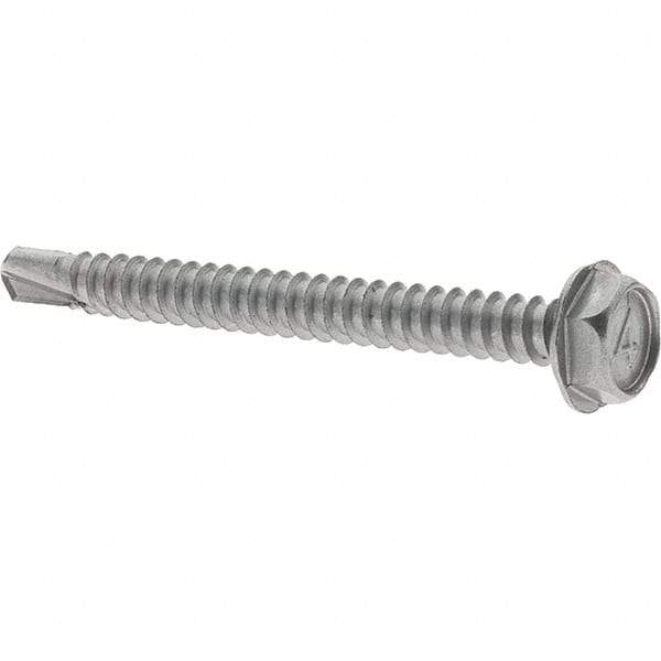 Value Collection - #10, Hex Washer Head, Hex Drive, 2" Length Under Head, #2 Point, Self Drilling Screw - Grade 410 Stainless Steel - Americas Industrial Supply