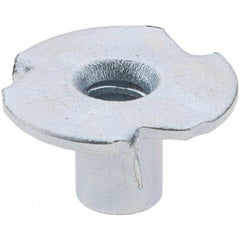 Made in USA - #6-32 Zinc-Plated Steel Standard Tee Nut - 1/4" Barrel Length, 1/2" Flange Diam, 3 Prongs - Americas Industrial Supply