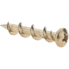 Value Collection - 1/4", 1-1/4" Length Under Head, Phillips Drive Pan Head, Steel Drywall Screws - Brass Finish, Grade 1018 - Americas Industrial Supply