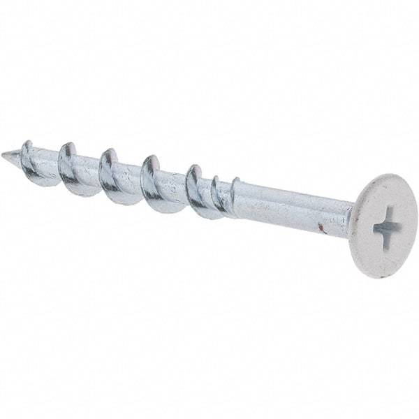 Value Collection - 1/4", 2-1/4" Length Under Head, Phillips Drive Wafer Head, Steel Drywall Screws - White Finish, Grade 1018 - Americas Industrial Supply