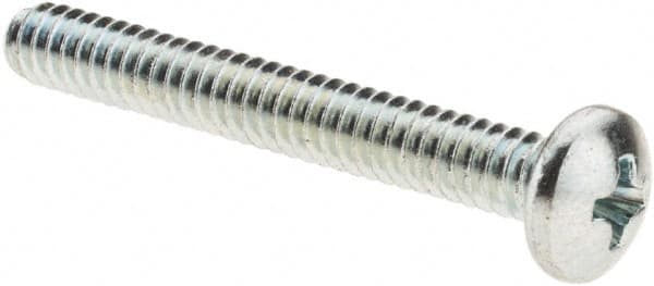 Value Collection - #10-24 UNC, 1-1/2" Length Under Head Phillips Drive Machine Screw - Pan Head, Grade 2 Steel, Zinc-Plated Finish, Without Washer - Americas Industrial Supply