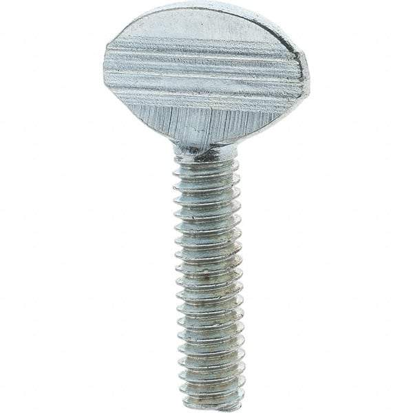 Value Collection - 1/4-20 Oval Shoulderless Grade 2 Steel Thumb Screw - 1" OAL, Zinc-Plated Finish - Americas Industrial Supply