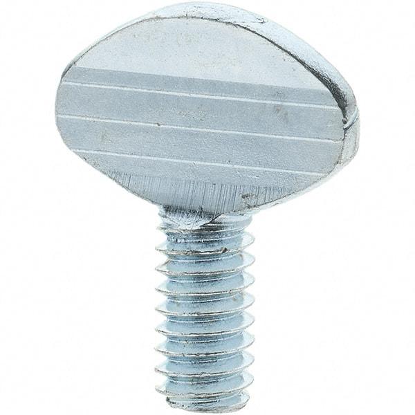 Value Collection - 1/4-20 Oval Shoulderless Grade 2 Steel Thumb Screw - 1/2" OAL, Zinc-Plated Finish - Americas Industrial Supply