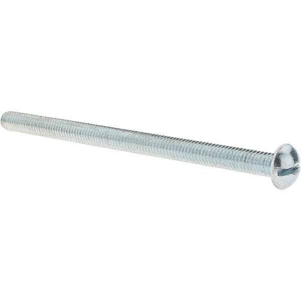 Value Collection - 3/8-16 UNC, 6" Length Under Head Slotted Drive Machine Screw - Round Head, Alloy Steel, Zinc-Plated Finish, Without Washer - Americas Industrial Supply