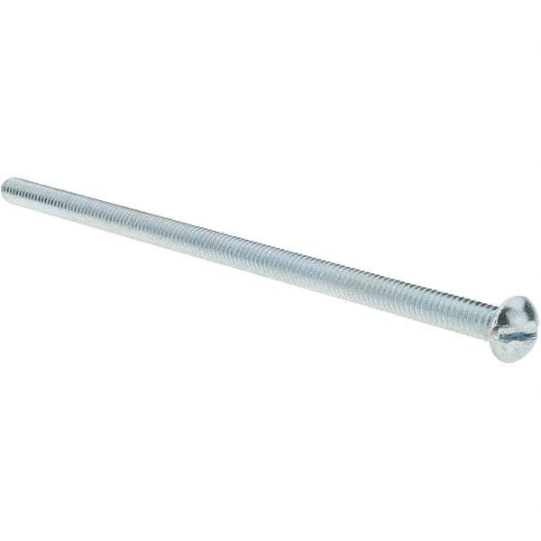 Value Collection - 1/4-20 UNC, 6" Length Under Head Slotted Drive Machine Screw - Round Head, Grade 2 Alloy Steel, Zinc-Plated Finish, Without Washer - Americas Industrial Supply