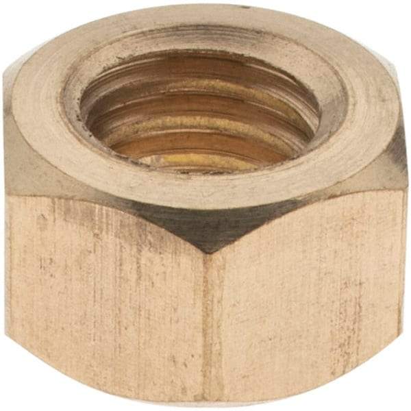 Value Collection - 3/8-16 UNC Brass Right Hand Hex Nut - 9/16" Across Flats, 21/64" High - Americas Industrial Supply