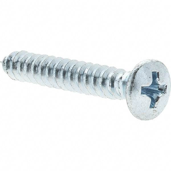 Value Collection - #10 Oval Head Phillips Sheet Metal Screw - Steel, 1-1/4" OAL, AISI 1016, ANSI/ASME B18.6.4, ASME B18.6.3 & SAE J933, Grade 1016-1024 - Americas Industrial Supply
