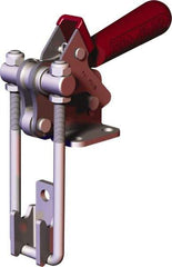 De-Sta-Co - 2,0001 Lb Capacity, Vertical, U Hook, Flanged Base, Carbon Steel Pull Action Latch Clamp - 2.46" Drawing Movement, 5.77" OAL, Threaded U Hook, Straight Handle - Americas Industrial Supply