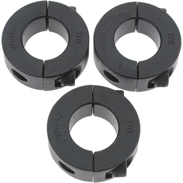 Value Collection - 7/8" Bore, Steel, Two Piece Shaft Collar - 1-5/8" Outside Diam, 1/2" Wide - Americas Industrial Supply