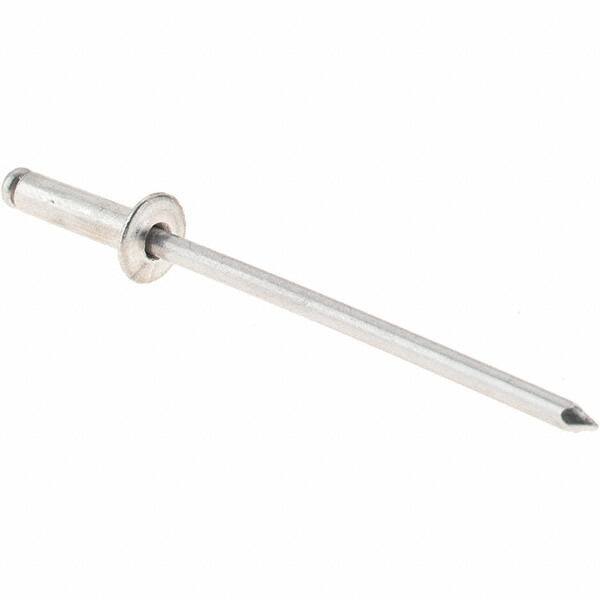 Value Collection - Size 34 Dome Head Aluminum Open End Blind Rivet - Aluminum Mandrel, 0.126" to 1/4" Grip, 0.188" Head Diam, 0.097" to 0.1" Hole Diam, 3/8" Length Under Head, 3/32" Body Diam - Americas Industrial Supply