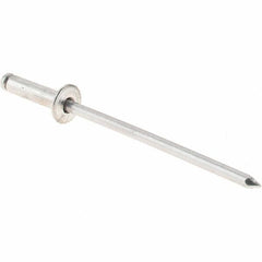 Value Collection - Size 34 Dome Head Aluminum Open End Blind Rivet - Aluminum Mandrel, 0.126" to 1/4" Grip, 0.188" Head Diam, 0.097" to 0.1" Hole Diam, 3/8" Length Under Head, 3/32" Body Diam - Americas Industrial Supply