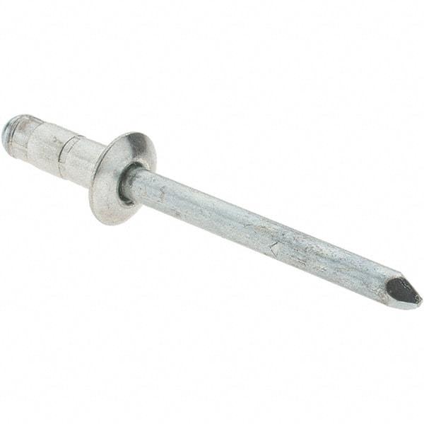 Value Collection - Size 63-64 Dome Head Steel Multi Grip Blind Rivet - Steel Mandrel, 0.156" to 1/4" Grip, 0.386" Head Diam, 0.192" to 0.196" Hole Diam, 1/2" Length Under Head, 3/16" Body Diam - Americas Industrial Supply