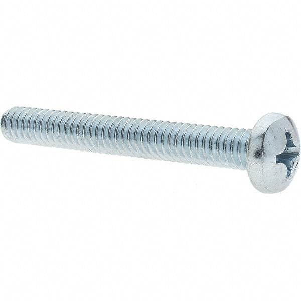 Value Collection - 1/4-20 UNC, 2" Length Under Head Phillips Drive Machine Screw - Pan Head, Grade 2 Steel, Zinc-Plated Finish, Without Washer - Americas Industrial Supply
