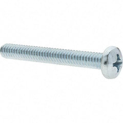 Value Collection - 1/4-20 UNC, 2" Length Under Head Phillips Drive Machine Screw - Pan Head, Grade 2 Steel, Zinc-Plated Finish, Without Washer - Americas Industrial Supply