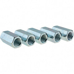 Value Collection - 7/8-9 UNC, 2-1/2" OAL Steel Standard Coupling Nut - Zinc-Plated Finish, 1-1/4" Width Across Flats - Americas Industrial Supply