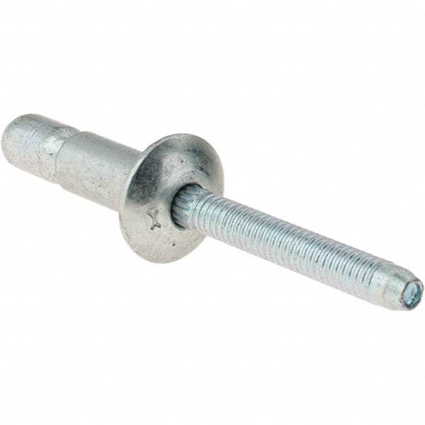 Value Collection - Truss Head Steel Structural Blind Rivet - Steel Mandrel, 0.08" to 3/8" Grip, 0.592" Head Diam, 0.261" to 0.272" Hole Diam, 0.56" Length Under Head, 1/4" Body Diam - Americas Industrial Supply