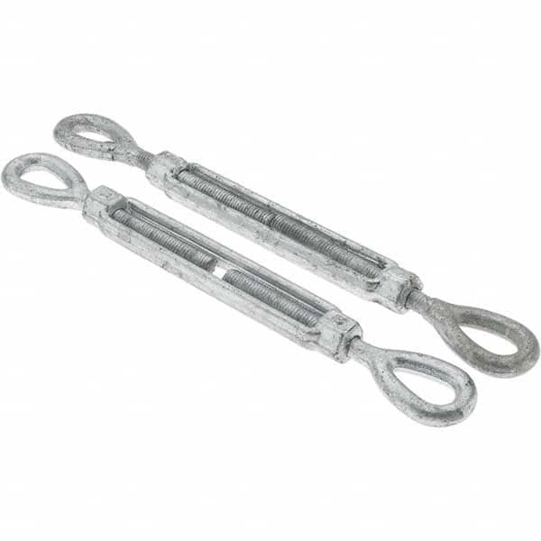 Value Collection - 2,200 Lb Load Limit, 1/2" Thread Diam, 6" Take Up, Steel Eye & Eye Turnbuckle - 13" Closed Length - Americas Industrial Supply