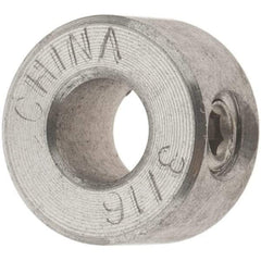 Value Collection - 3/16" Bore, Stainless Steel, Set Screw Shaft Collar - 7/16" Outside Diam, 1/4" Wide - Americas Industrial Supply