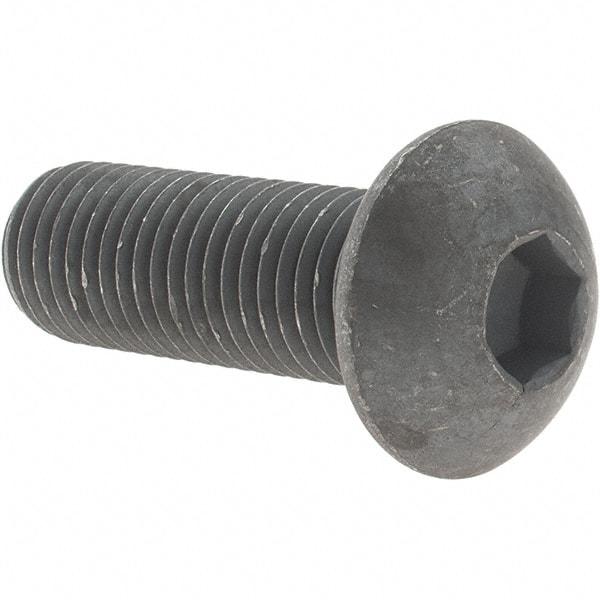 Value Collection - M16x2.00 Metric Coarse Hex Socket Drive, Button Screw - Grade 12.9 Alloy Steel, Black Oxide Finish, Fully Threaded, 45mm Length Under Head - Americas Industrial Supply