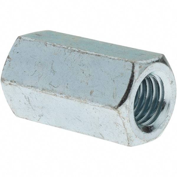 Value Collection - M12x1.75 Metric Coarse, 36mm OAL Steel Standard Coupling Nut - Zinc-Plated Finish, 19mm Width Across Flats, 21.1mm Width Across Points - Americas Industrial Supply