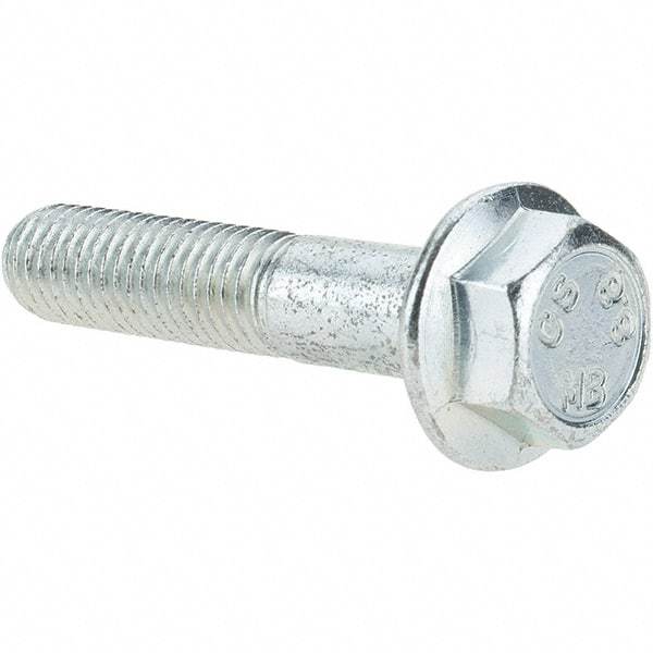 Value Collection - M10x1.50 Metric Coarse, 50mm Length Under Head, Hex Drive Flange Bolt - 26mm Thread Length, Grade 8.8 Steel, Smooth Flange, Zinc-Plated Finish - Americas Industrial Supply