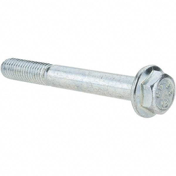 Value Collection - M10x1.50 Metric Coarse, 80mm Length Under Head, Hex Drive Flange Bolt - 26mm Thread Length, Grade 8.8 Steel, Smooth Flange, Zinc-Plated Finish - Americas Industrial Supply