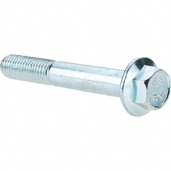 Value Collection - M12x1.75 Metric Coarse, 80mm Length Under Head, Hex Drive Flange Bolt - 30mm Thread Length, Grade 8.8 Steel, Smooth Flange, Zinc-Plated Finish - Americas Industrial Supply