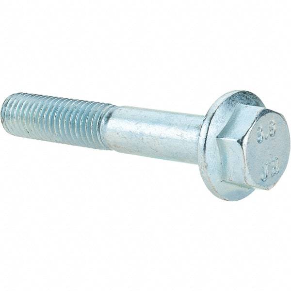 Value Collection - M10x1.50 Metric Coarse, 60mm Length Under Head, Hex Drive Flange Bolt - 26mm Thread Length, Grade 8.8 Steel, Smooth Flange, Zinc-Plated Finish - Americas Industrial Supply