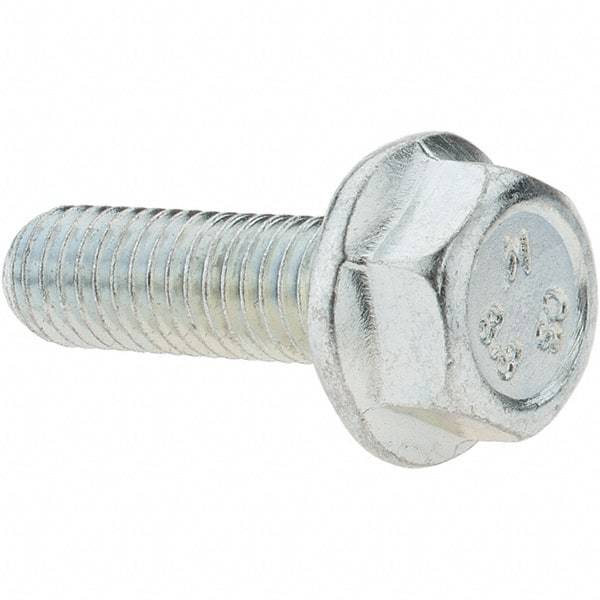 Value Collection - M8x1.25 Metric Coarse, 25mm Length Under Head, Hex Drive Flange Bolt - 22mm Thread Length, Grade 8.8 Steel, Smooth Flange, Zinc-Plated Finish - Americas Industrial Supply