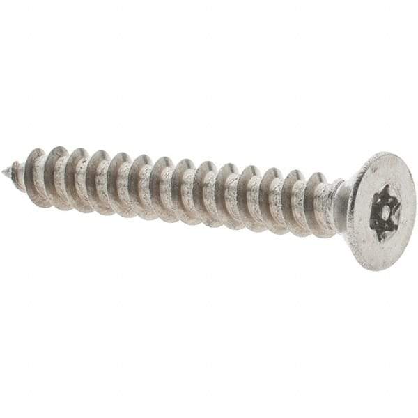 Value Collection - #18 Flat Head Pin In Torx Sheet Metal Screw - Stainless Steel, 1" OAL, Grade 18-8, T10 Drive - Americas Industrial Supply