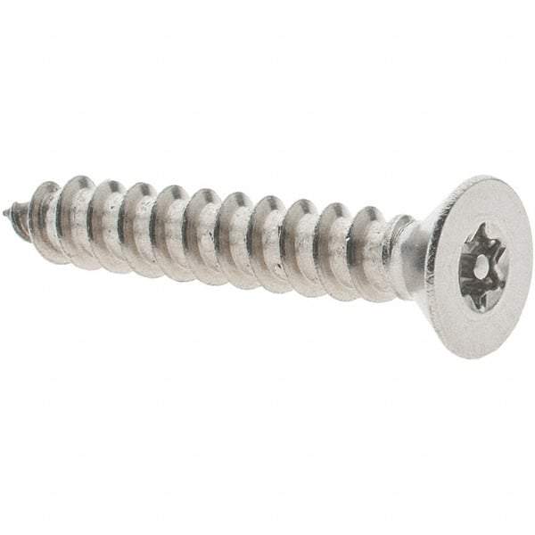 Value Collection - #8 Flat Head Torx Sheet Metal Screw - Stainless Steel, 1" OAL, Grade 18-8, T15 Drive - Americas Industrial Supply