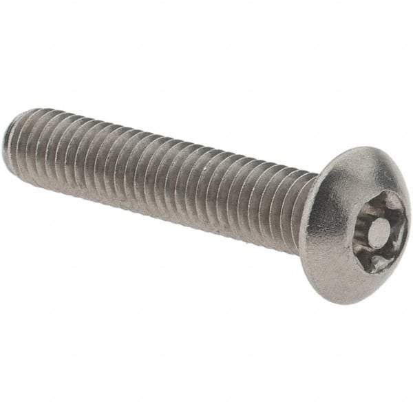 Value Collection - #10-32 UNF Pin In Torx Drive, Button Screw - Grade 18-8 Stainless Steel, Uncoated, 1" Length Under Head - Americas Industrial Supply