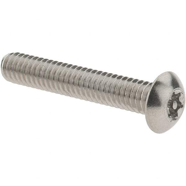 Value Collection - #8-32 UNC Pin In Torx Drive, Button Screw - Grade 18-8 Stainless Steel, Uncoated, 1" Length Under Head - Americas Industrial Supply