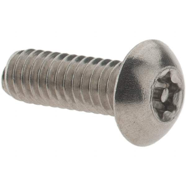 Value Collection - #8-32 UNC Pin In Torx Drive, Button Screw - Grade 18-8 Stainless Steel, Uncoated, 1/2" Length Under Head - Americas Industrial Supply